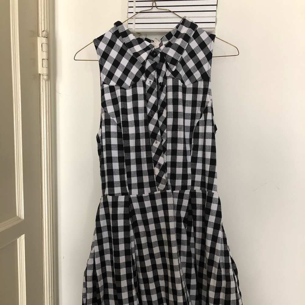 Gingham Shirt Dress - Size Large